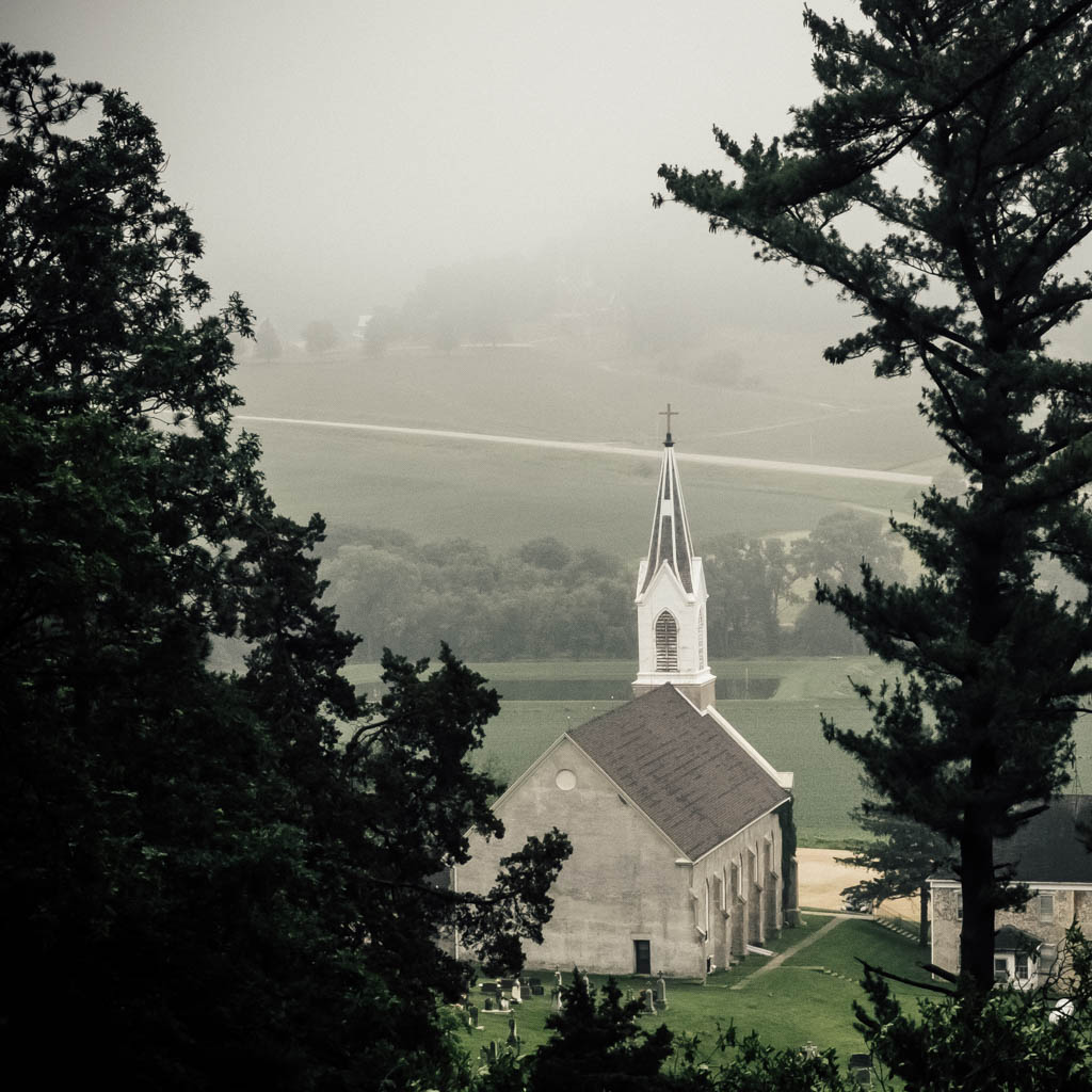 View of St. Donatus Catholic Church from the hill